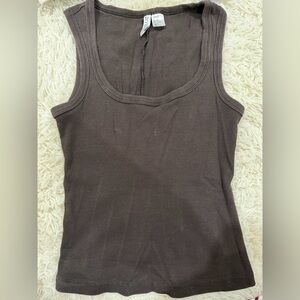 H&M Dark Brown Ribbed Tank Top